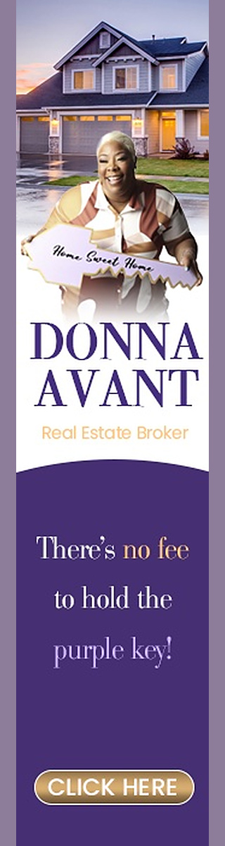 Donna Avant, Real Estate Broker — there's no fee to hold the purple key