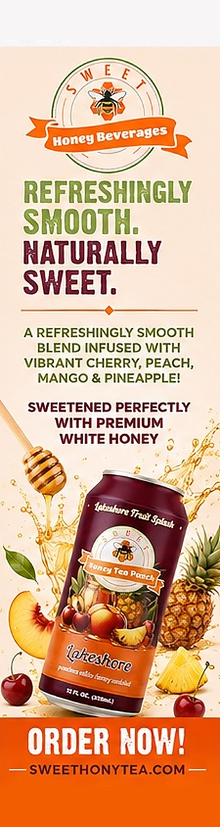 Sweet Honey Tea — Refreshingly smooth, naturally sweet. Cherry, peach, mango, pineapple.